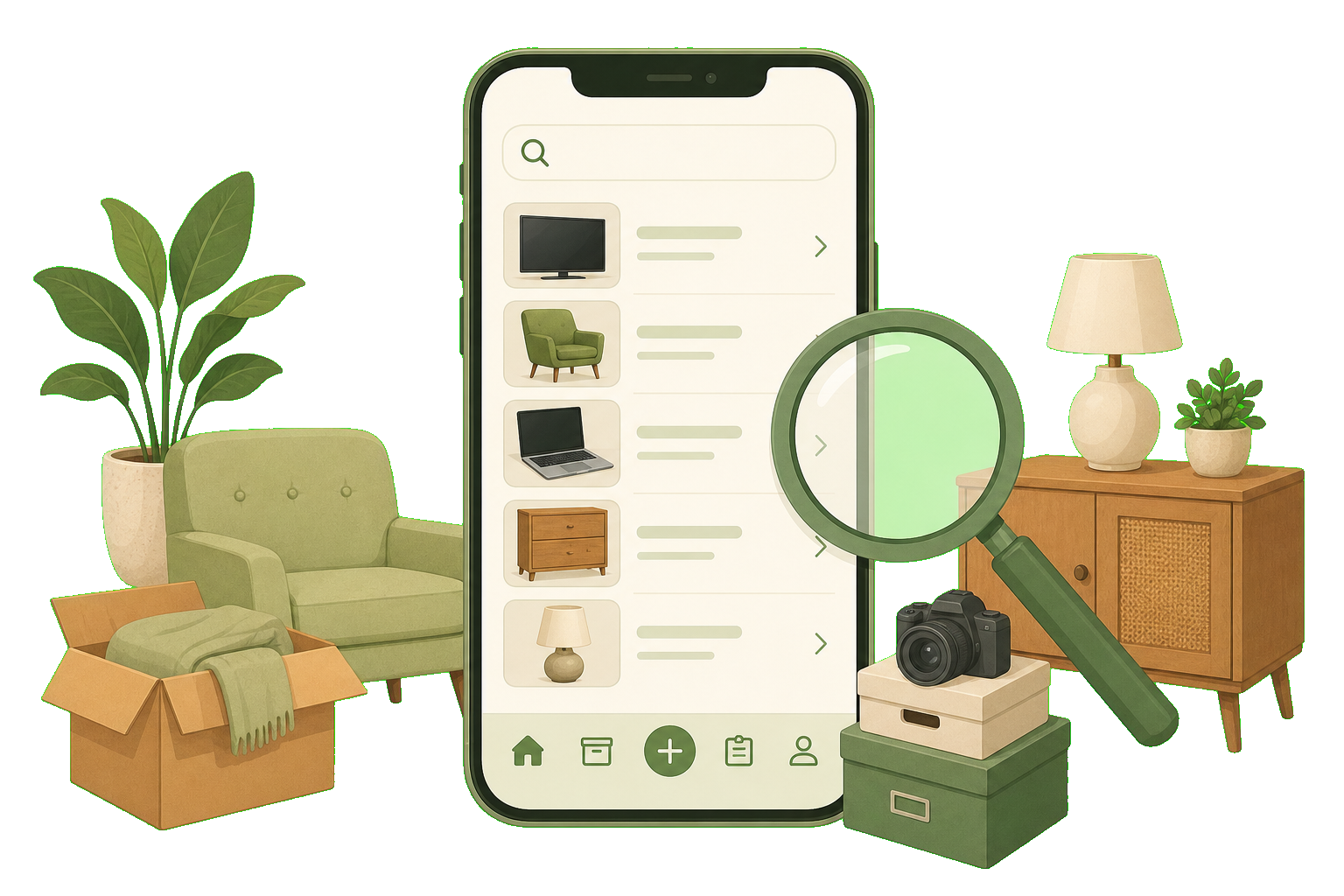 Illustration of Casaory search results for household items