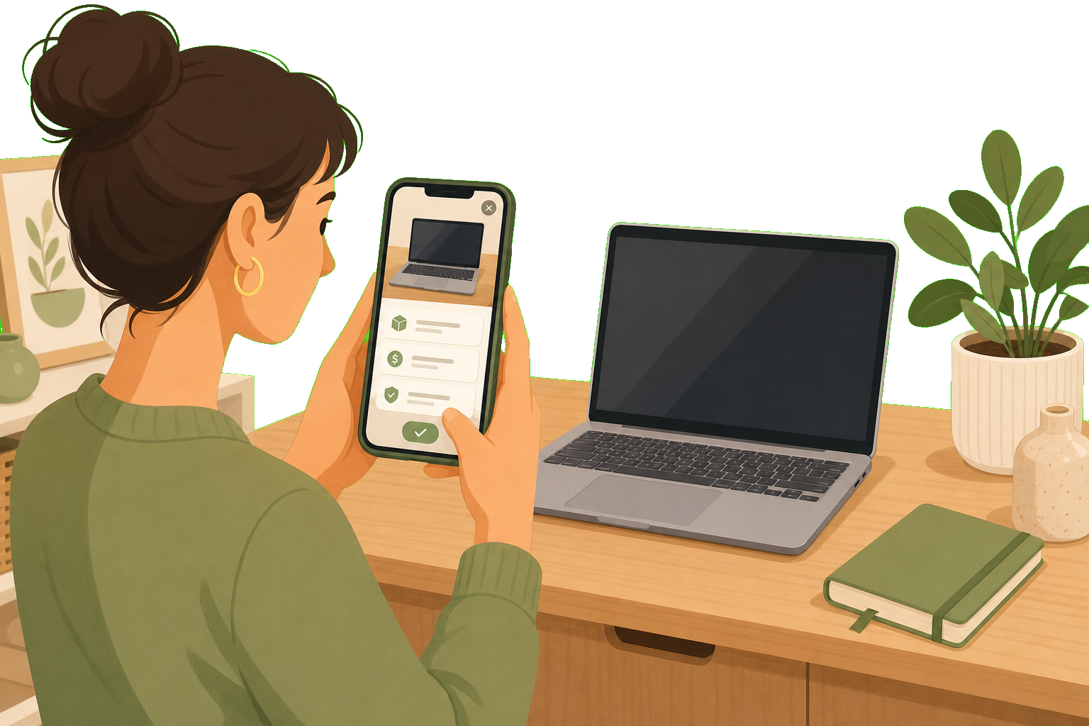 Illustration of photographing a belonging with Casaory on iPhone
