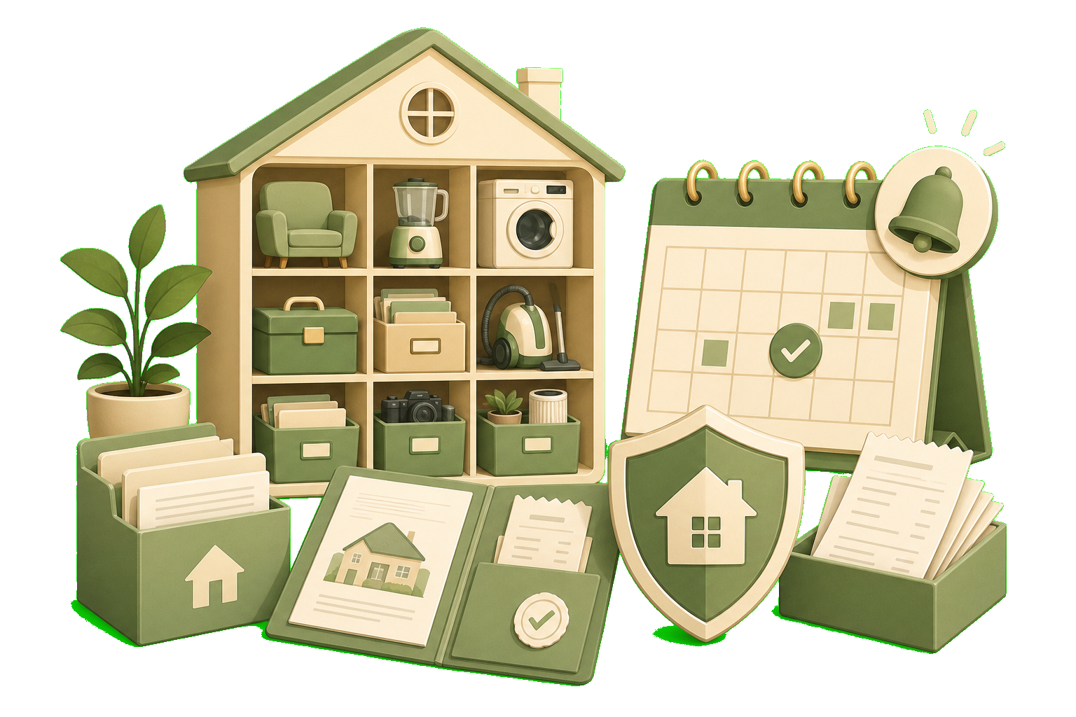 Illustration of Casaory warranty tracking and home archive documents