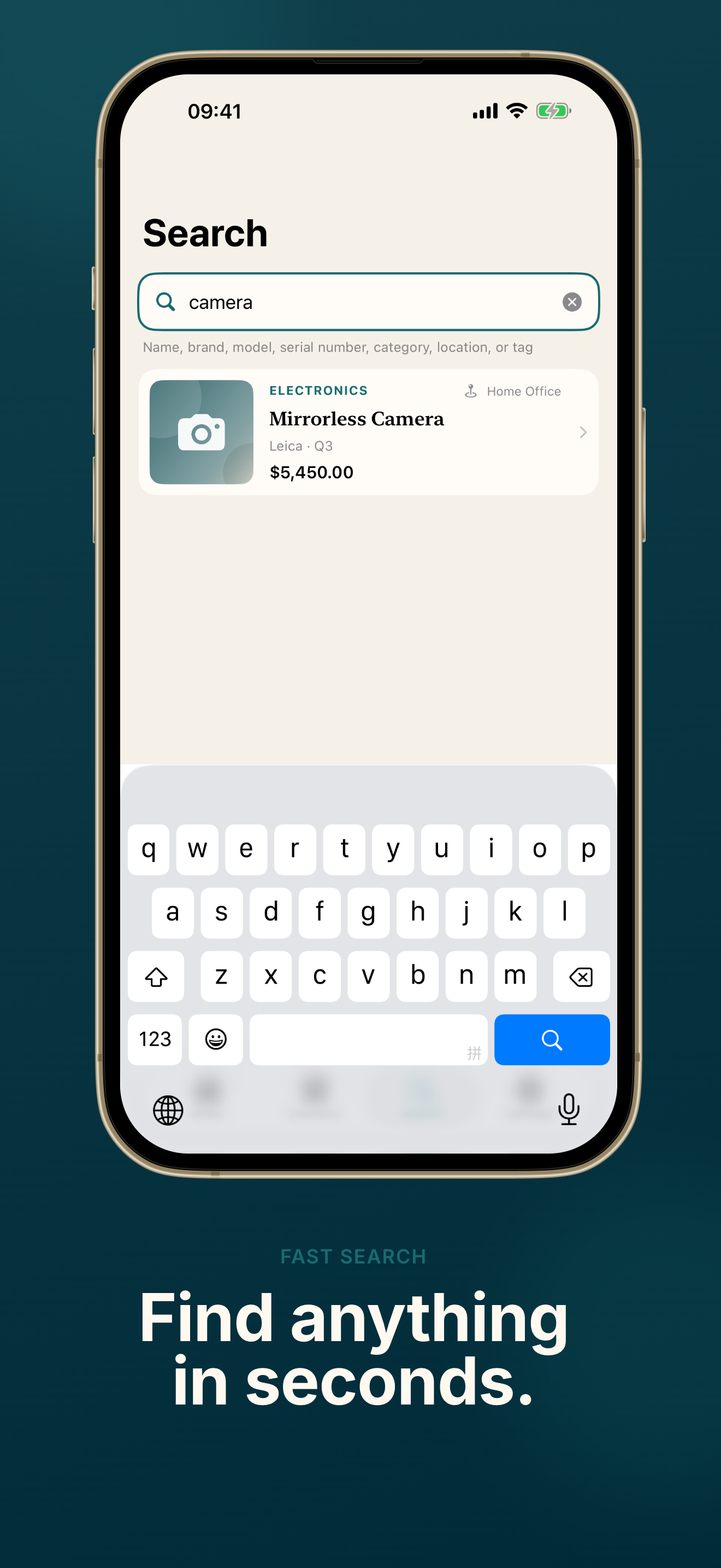 Casaory search finding items by name, brand, or tag